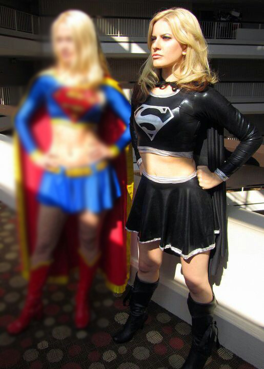 Dark Supergirl Cosplay Costume Shiny Dress